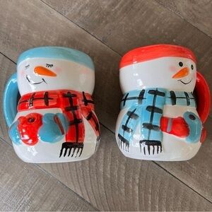 Bay Island 2Pc Set Mr. Mrs. Ceramic Snowman Mug Cup Holiday Christmas